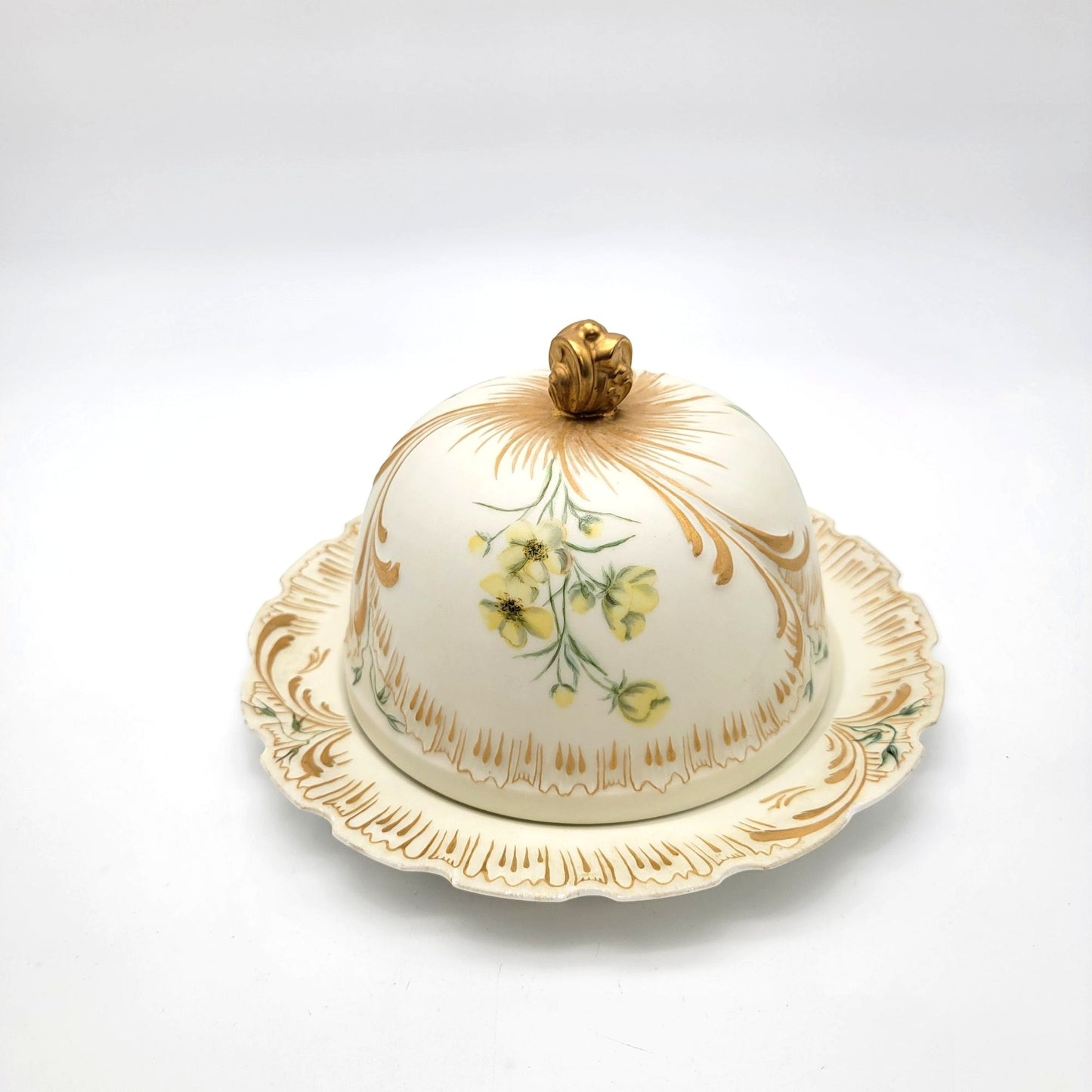 Antique M Redon Limoges France Porcelain Covered Cheese Dome
