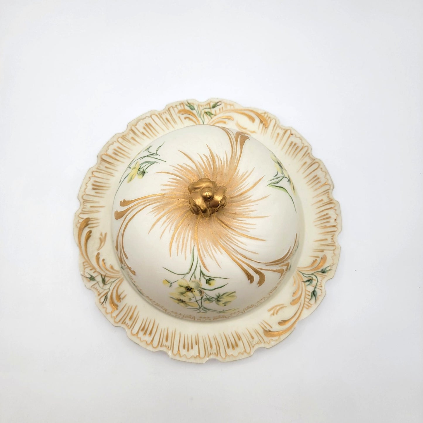 Antique M Redon Limoges France Porcelain Covered Cheese Dome