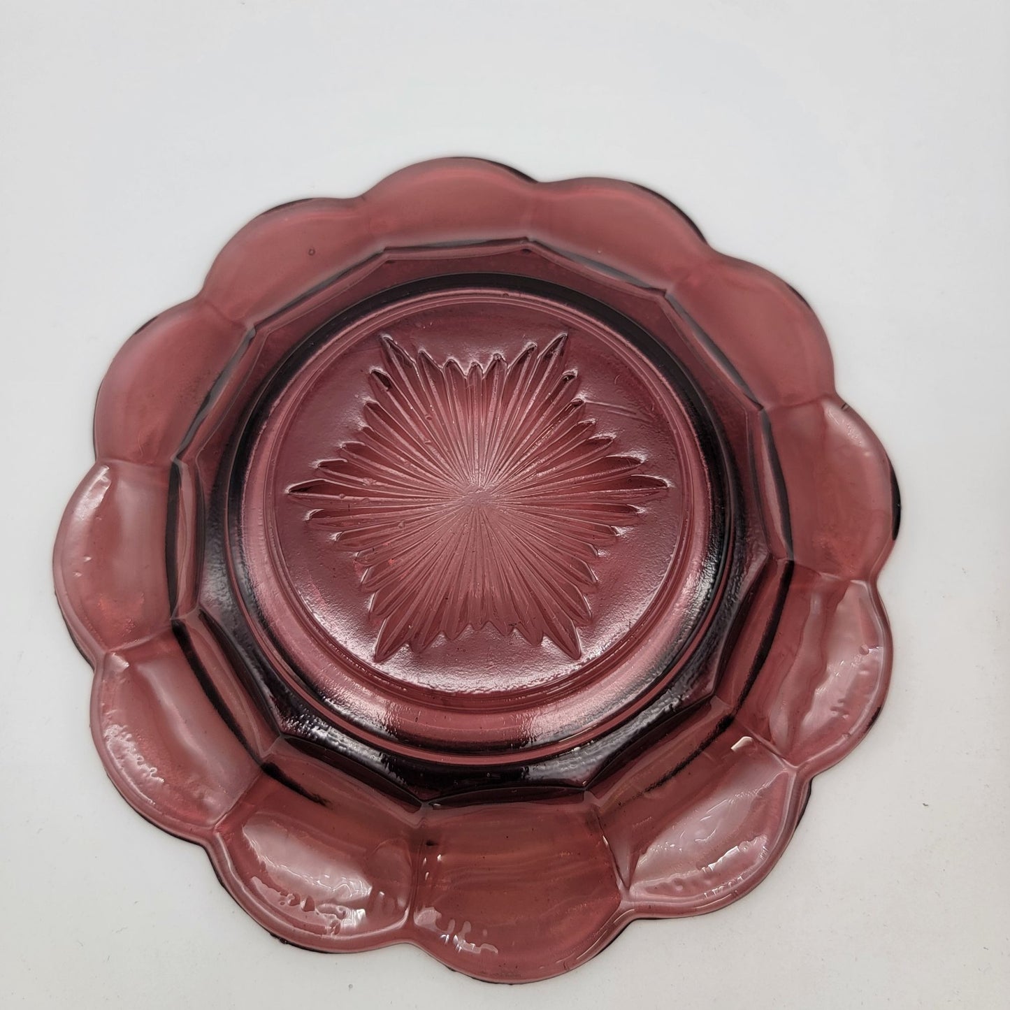 Mosser Amethyst Glass Cherry Lattice Dome Covered Butter Dish