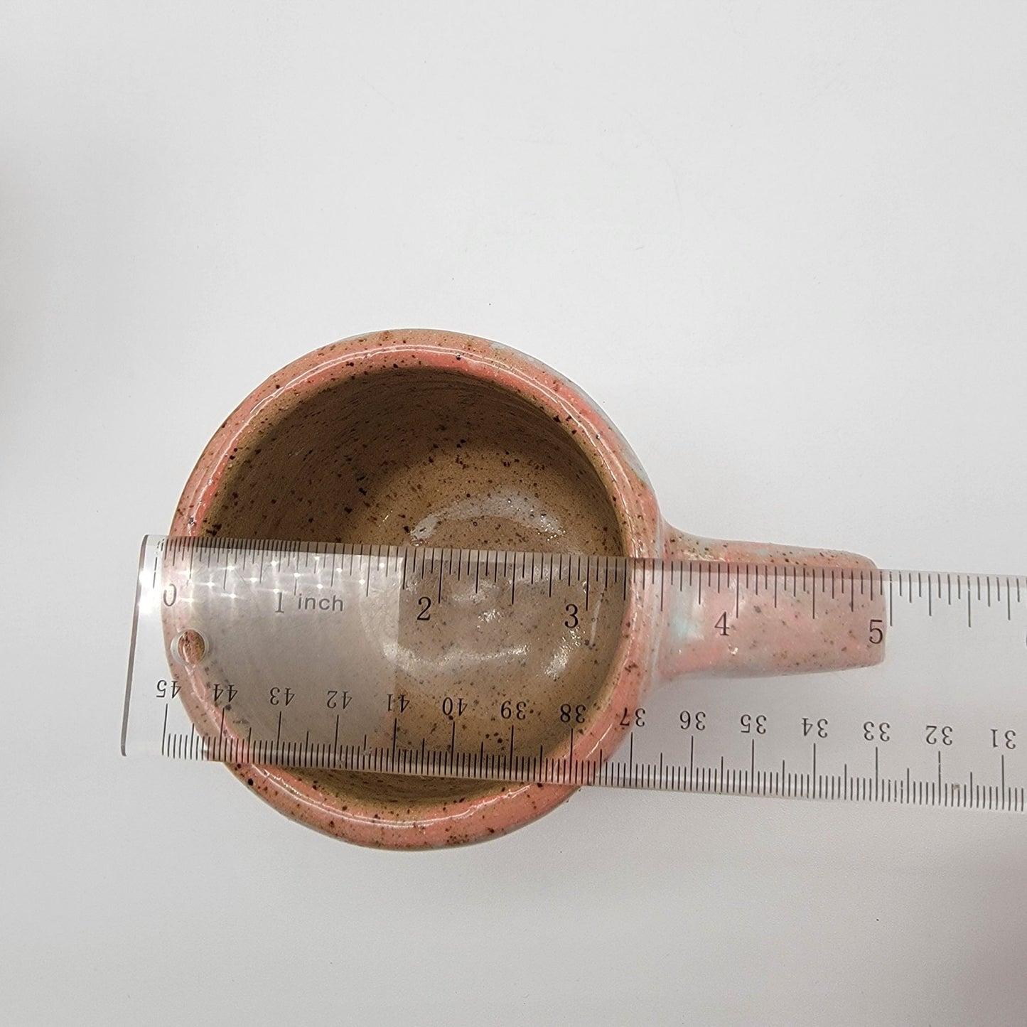 Vintage Handcrafted Boop Pottery Mug & Stand Pink Heart XO Design