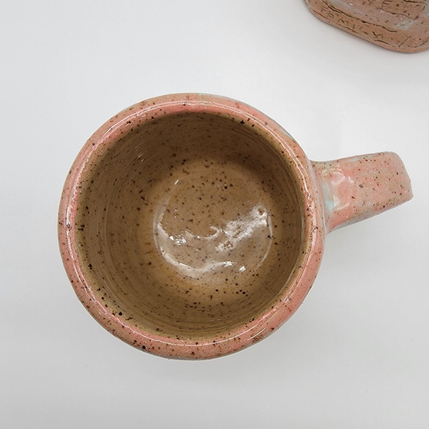 Vintage Handcrafted Boop Pottery Mug & Stand Pink Heart XO Design