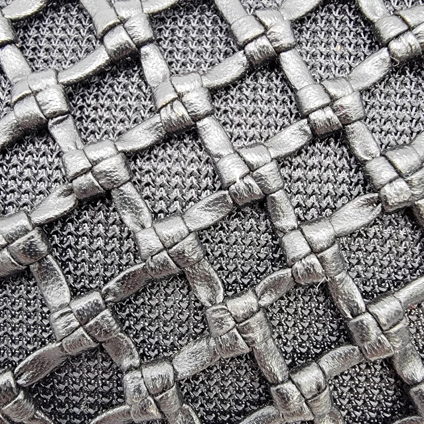 Black Basket Weave Mesh Bucket Shoulder Bag Purse