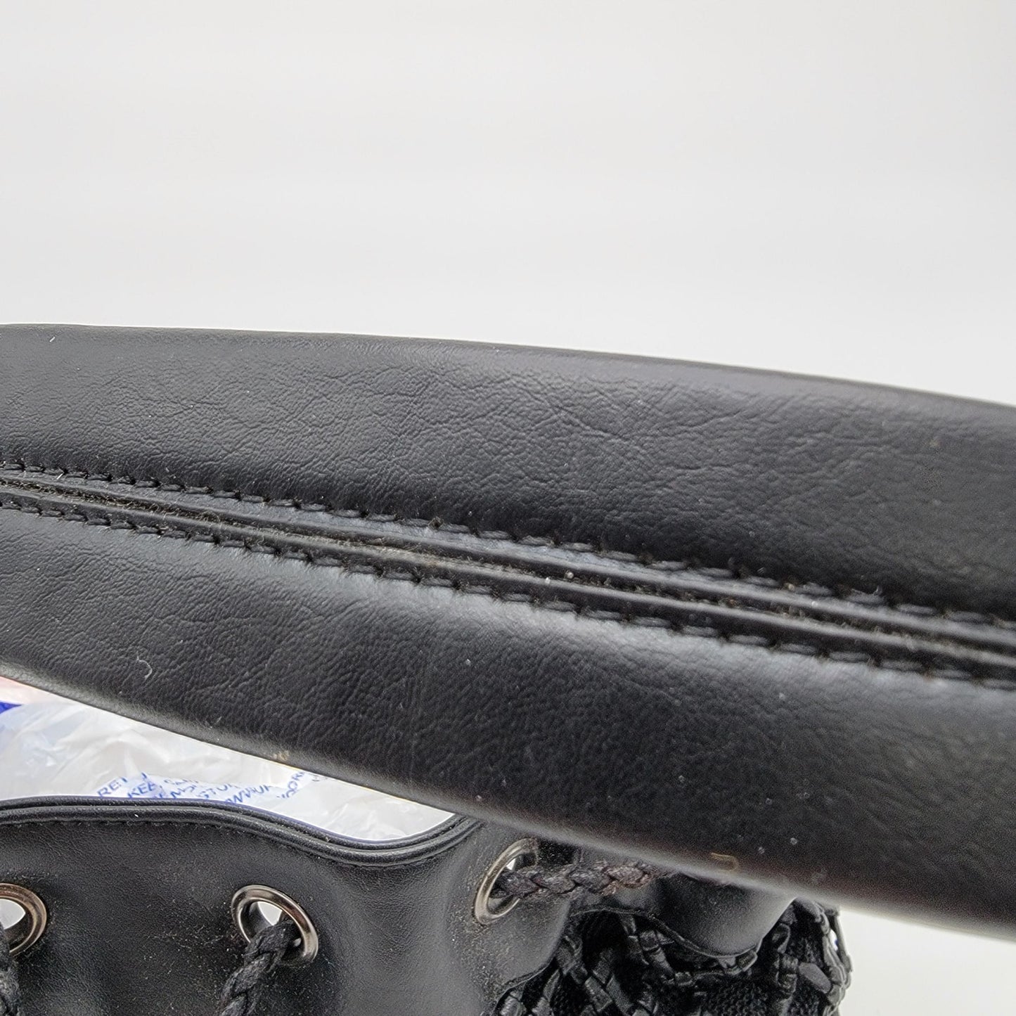 Black Basket Weave Mesh Bucket Shoulder Bag Purse