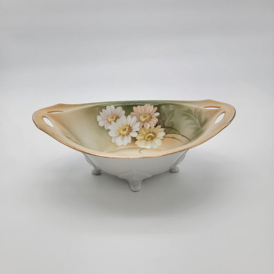 Vintage RS Tillowitz Silesia Porcelain Daisy Footed Relish Dish