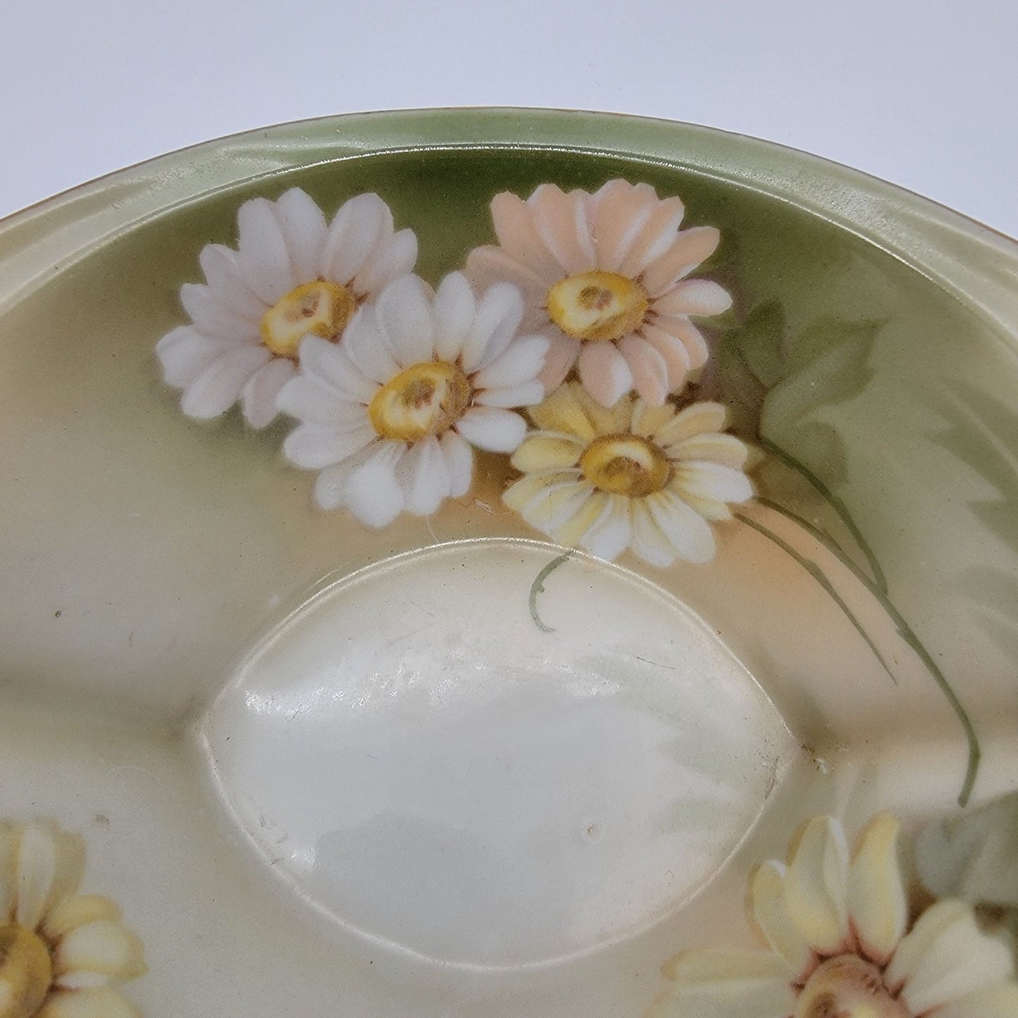 Vintage RS Tillowitz Silesia Porcelain Daisy Footed Relish Dish