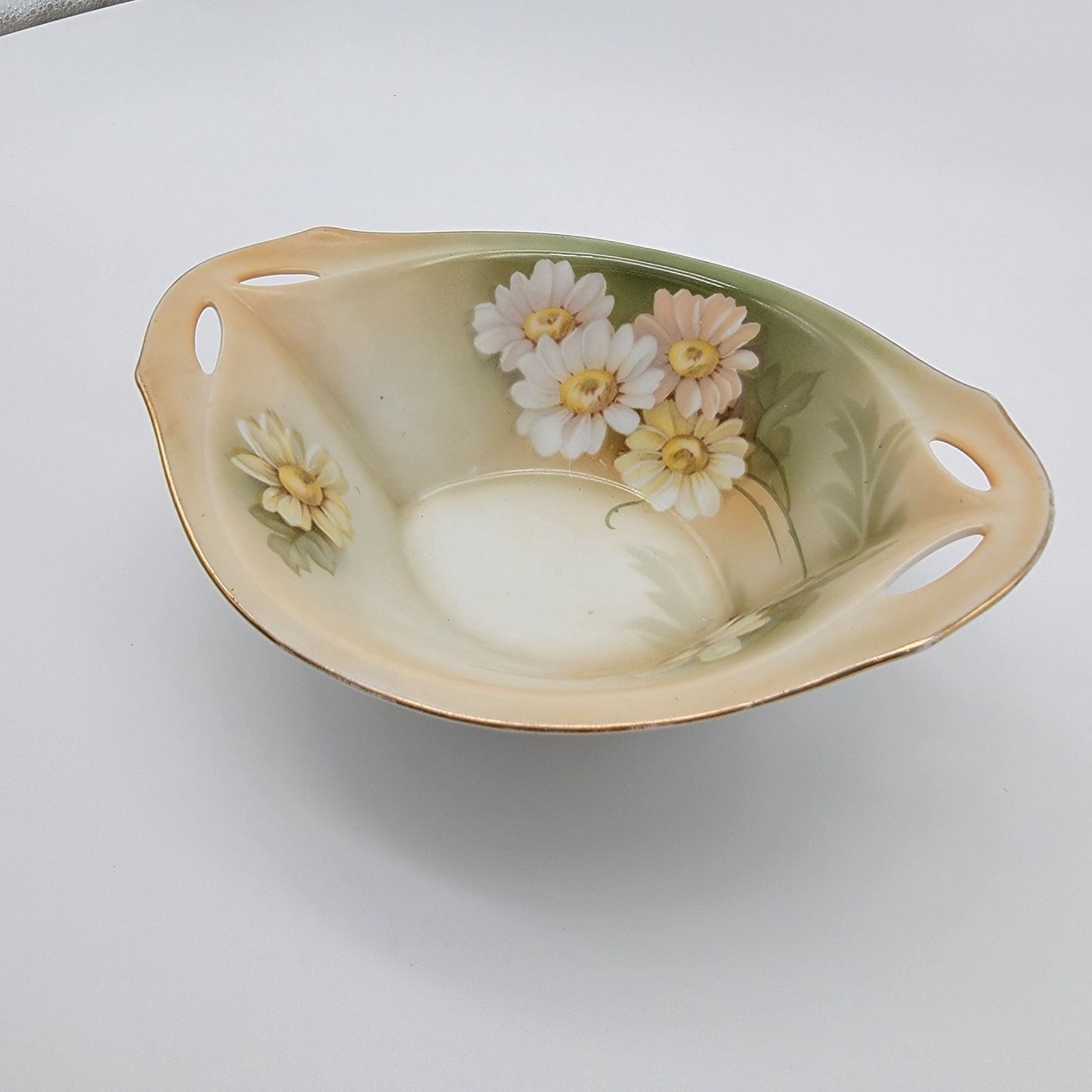 Vintage RS Tillowitz Silesia Porcelain Daisy Footed Relish Dish