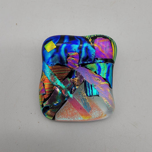 Dichroic Fused Art Glass Brooch Geometric Multicolor