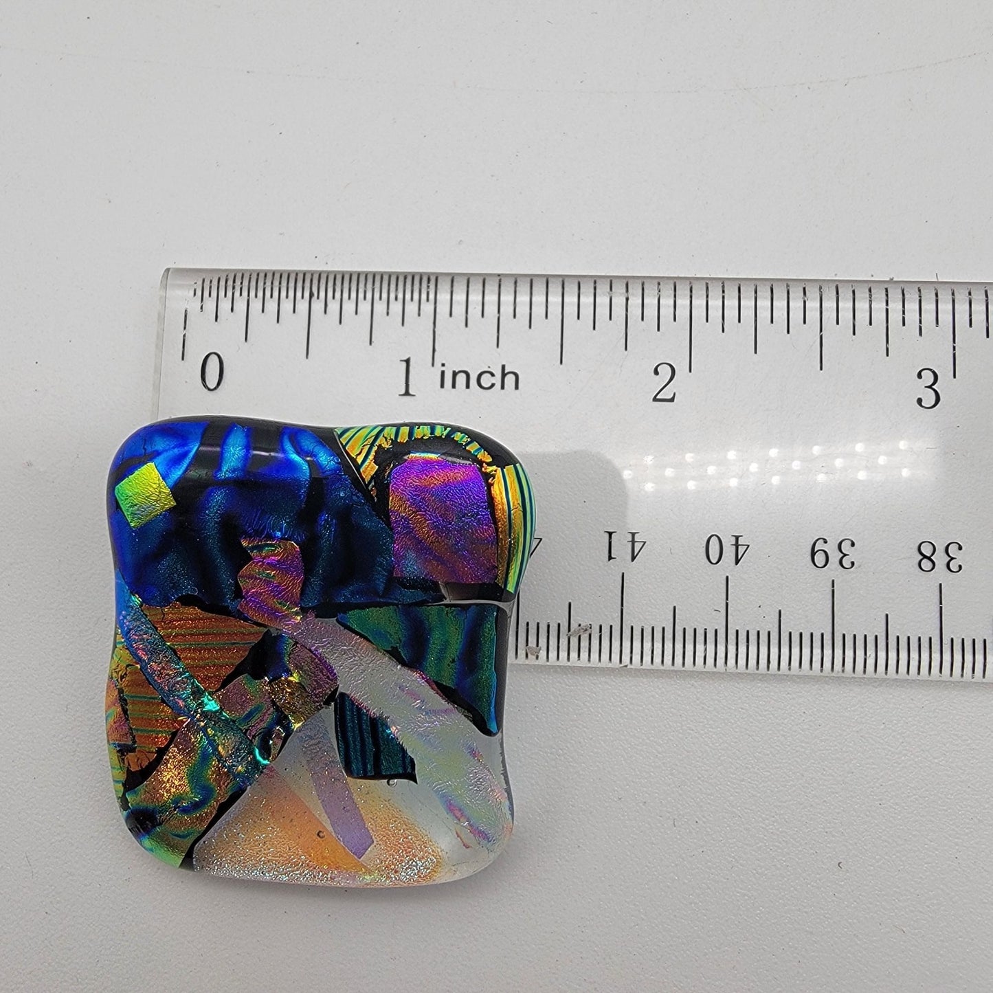 Dichroic Fused Art Glass Brooch Geometric Multicolor