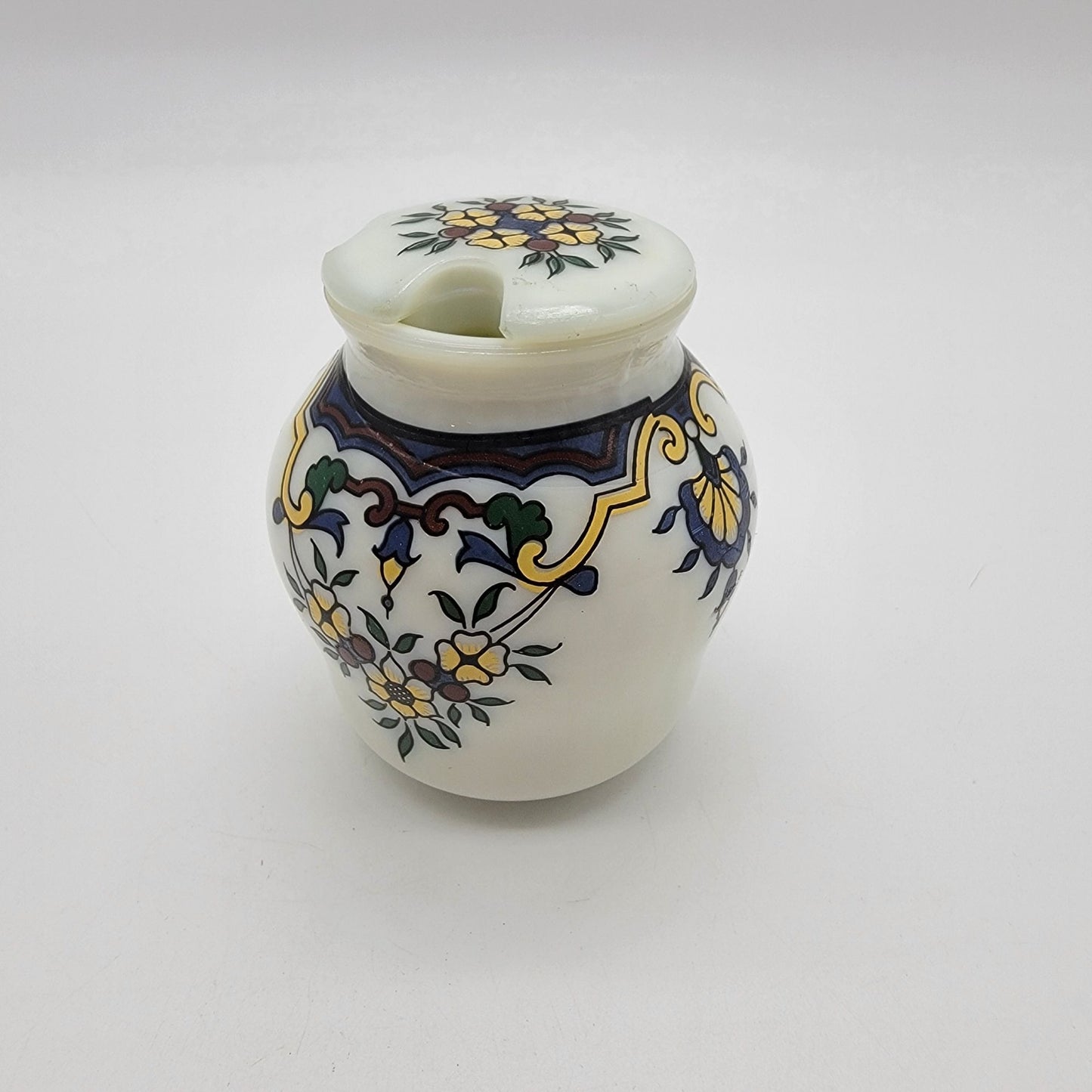 Vintage French Opalex Milk Glass Mustard Jar Moutarde Bocquet Yvetot - As Found