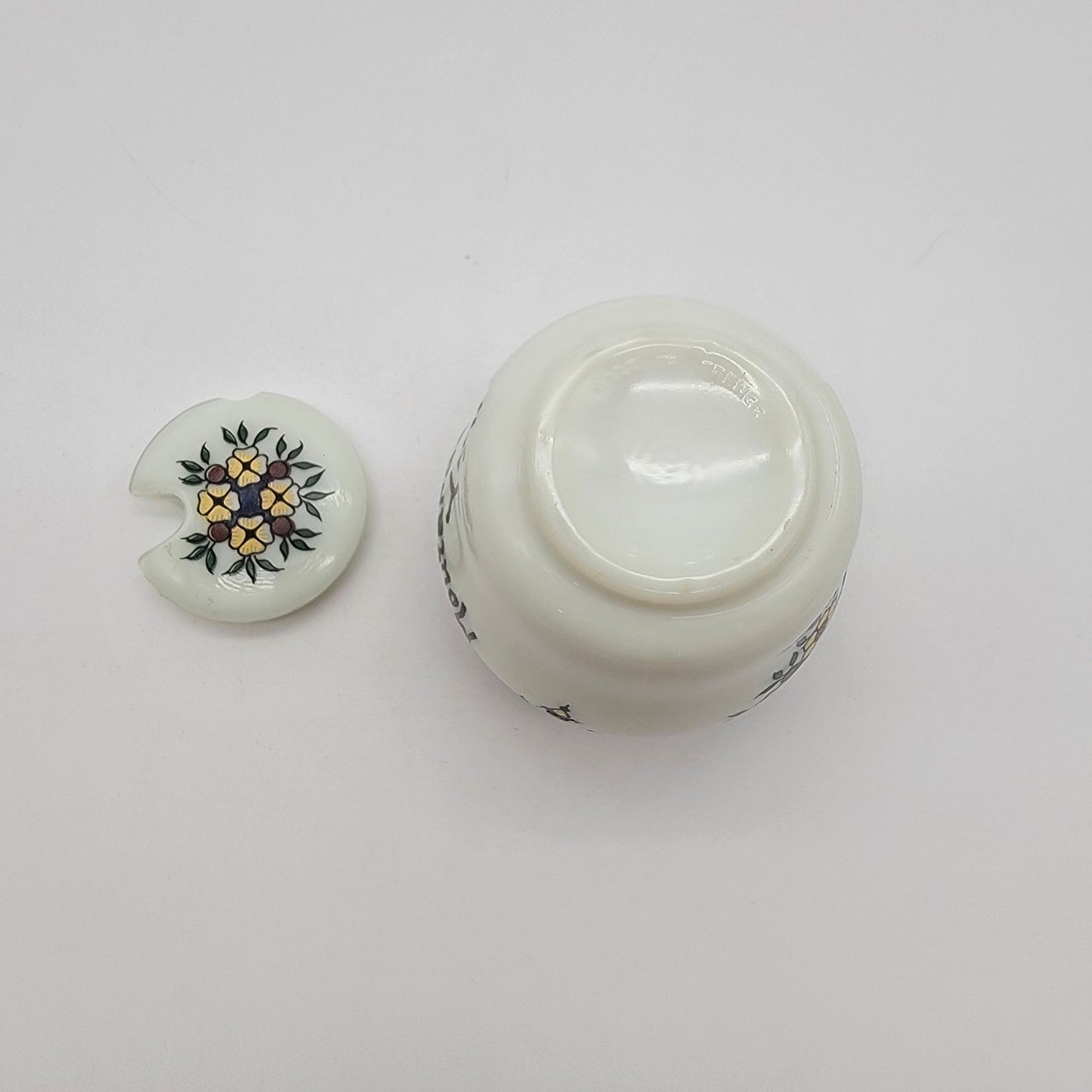 Vintage French Opalex Milk Glass Mustard Jar Moutarde Bocquet Yvetot - As Found