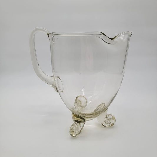 Vintage Krosnos Kimberly Footed Glass Pitcher Made in Poland