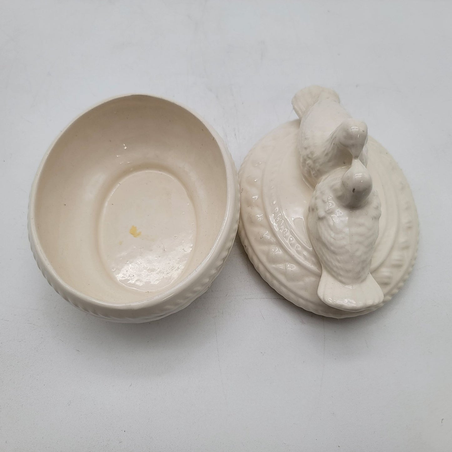 Doves or Lovebirds White Dresser Jar