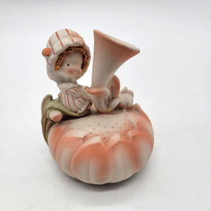 1960s UCTCI Adorable Freckled Girl With Horn Music Box