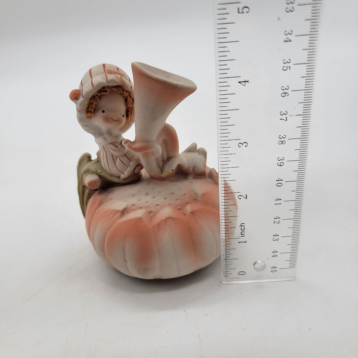 1960s UCTCI Adorable Freckled Girl With Horn Music Box