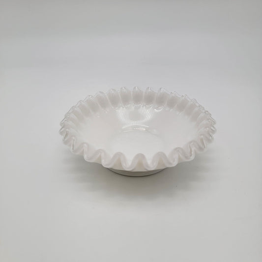 Vintage Fenton Silver Crest Milk Glass Footed Compote