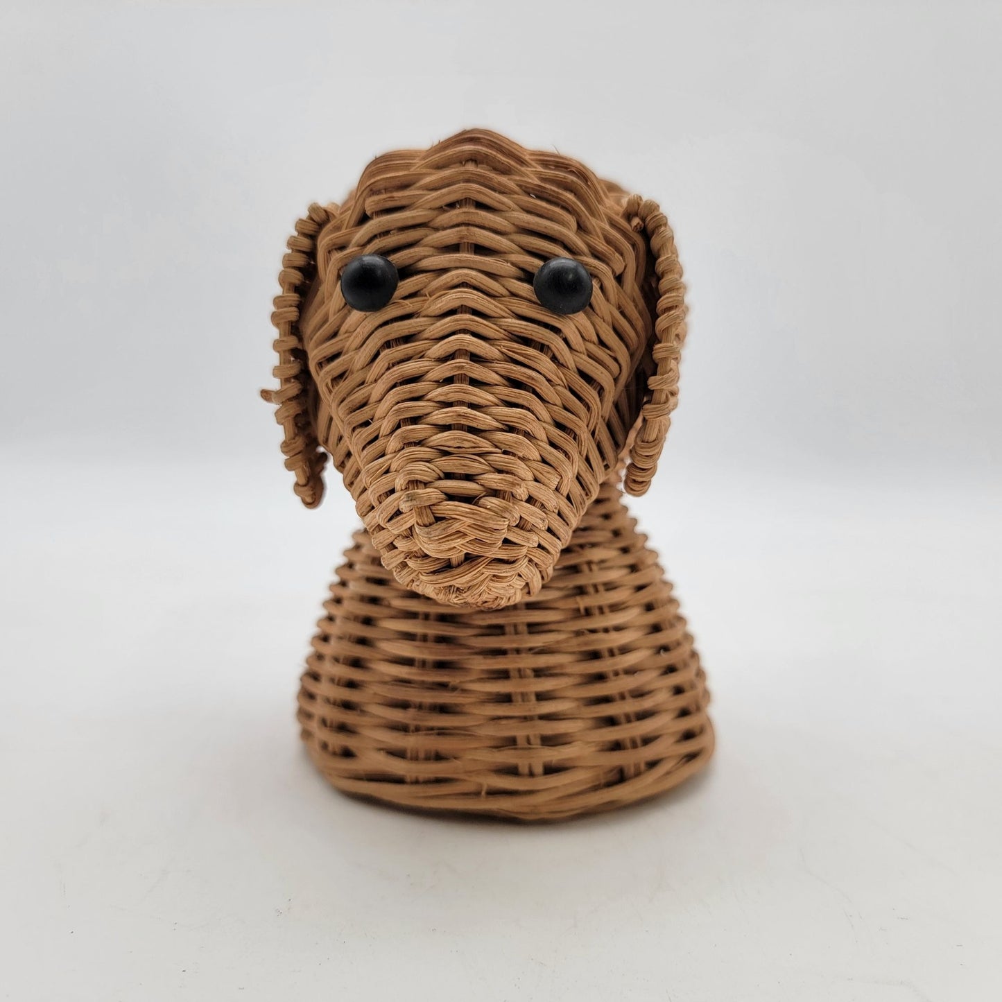 Vintage Wicker Dog Head Shaped Basket