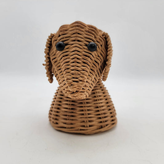 Vintage Wicker Dog Head Shaped Basket