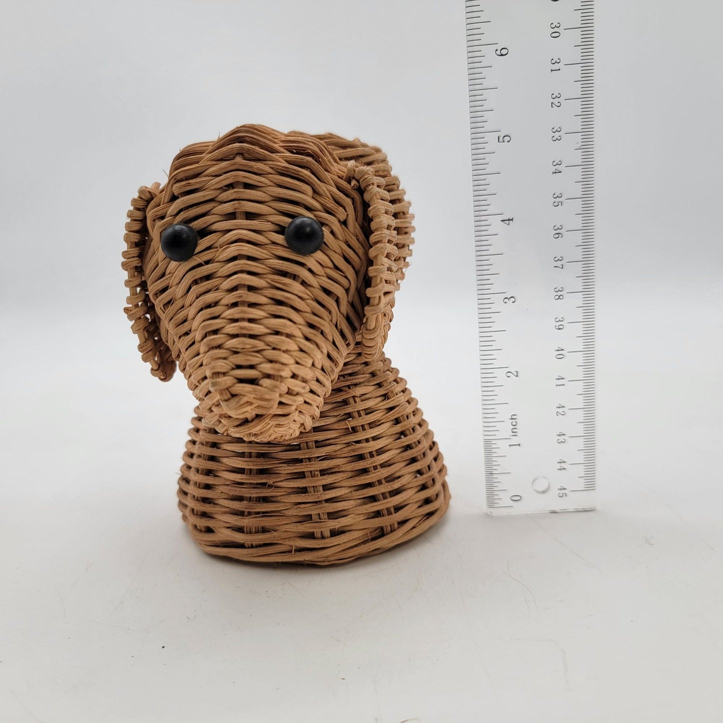 Vintage Wicker Dog Head Shaped Basket