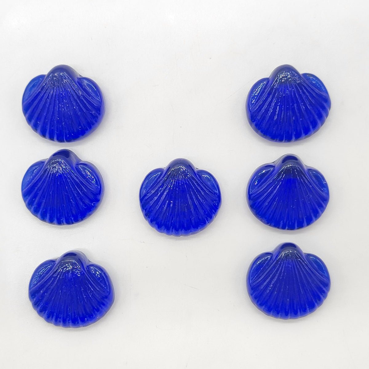 Vintage Cobalt Blue Glass Seashells Set Of 7