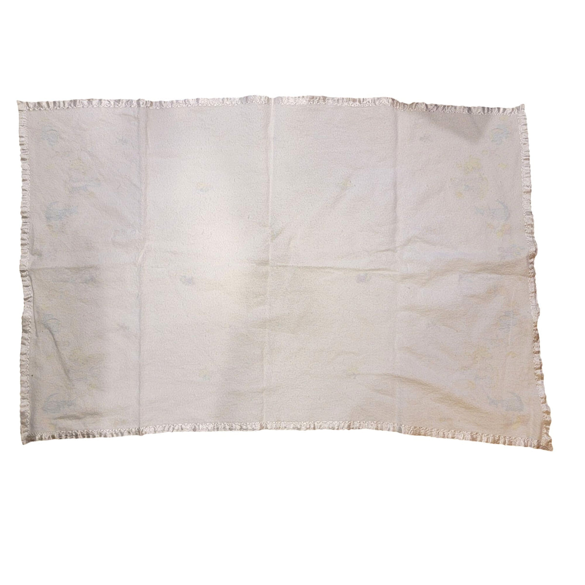 Vintage Baby Blanket With Pastel Animal Print & Satin Trim