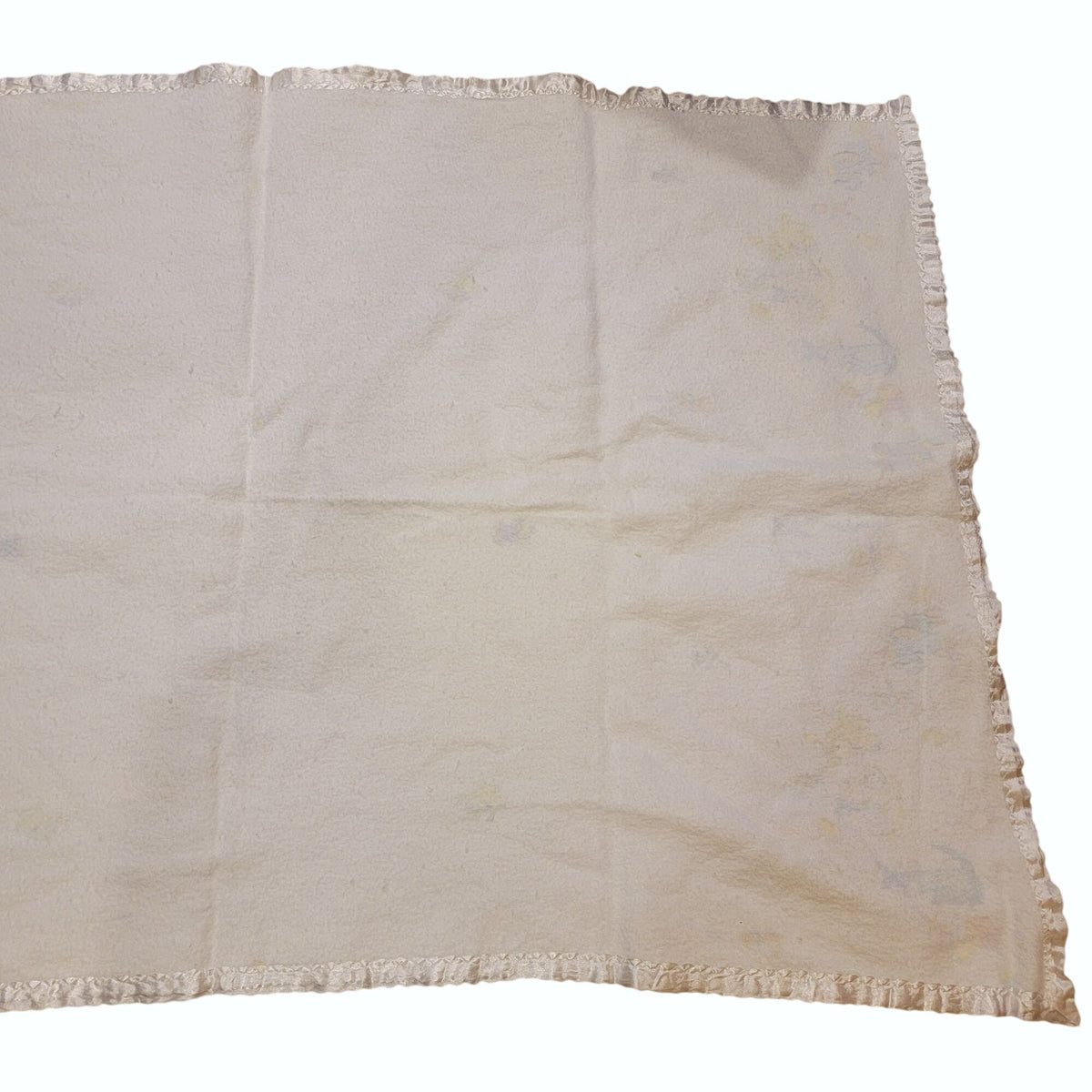 Vintage Baby Blanket With Pastel Animal Print & Satin Trim