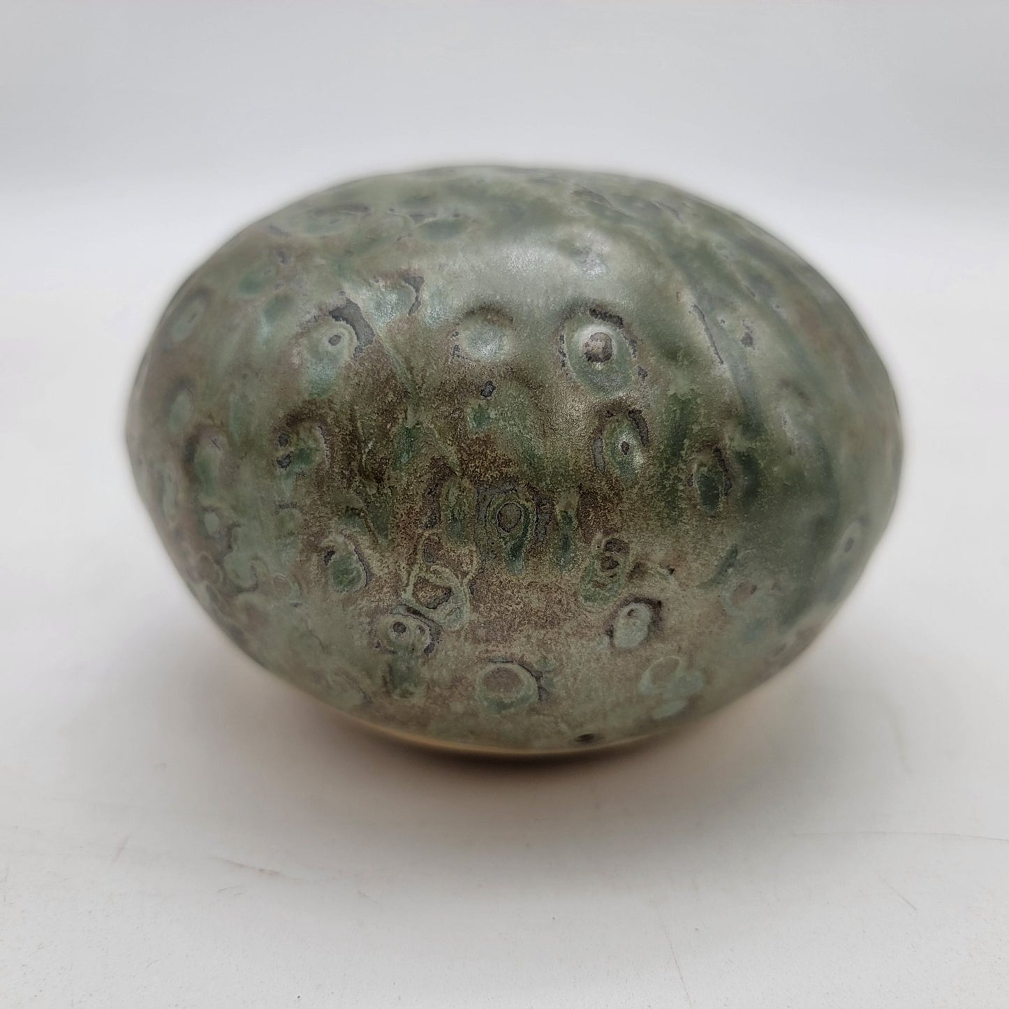 Happy Pear Pottery Green Glazed Art Pottery Paperweight