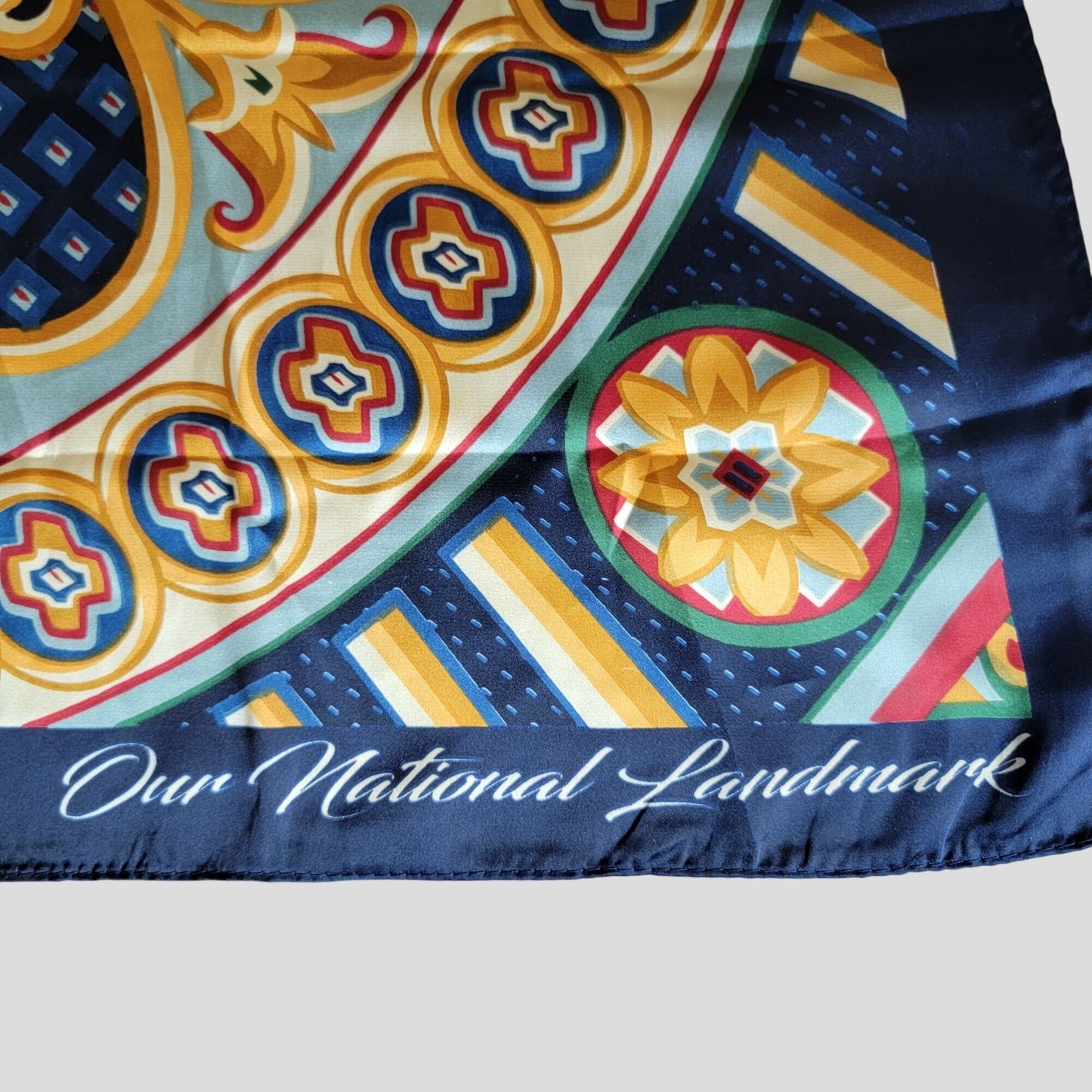 Vintage Ann Hand DAR Constitution Hall French Silk Scarf  Our National Landmark