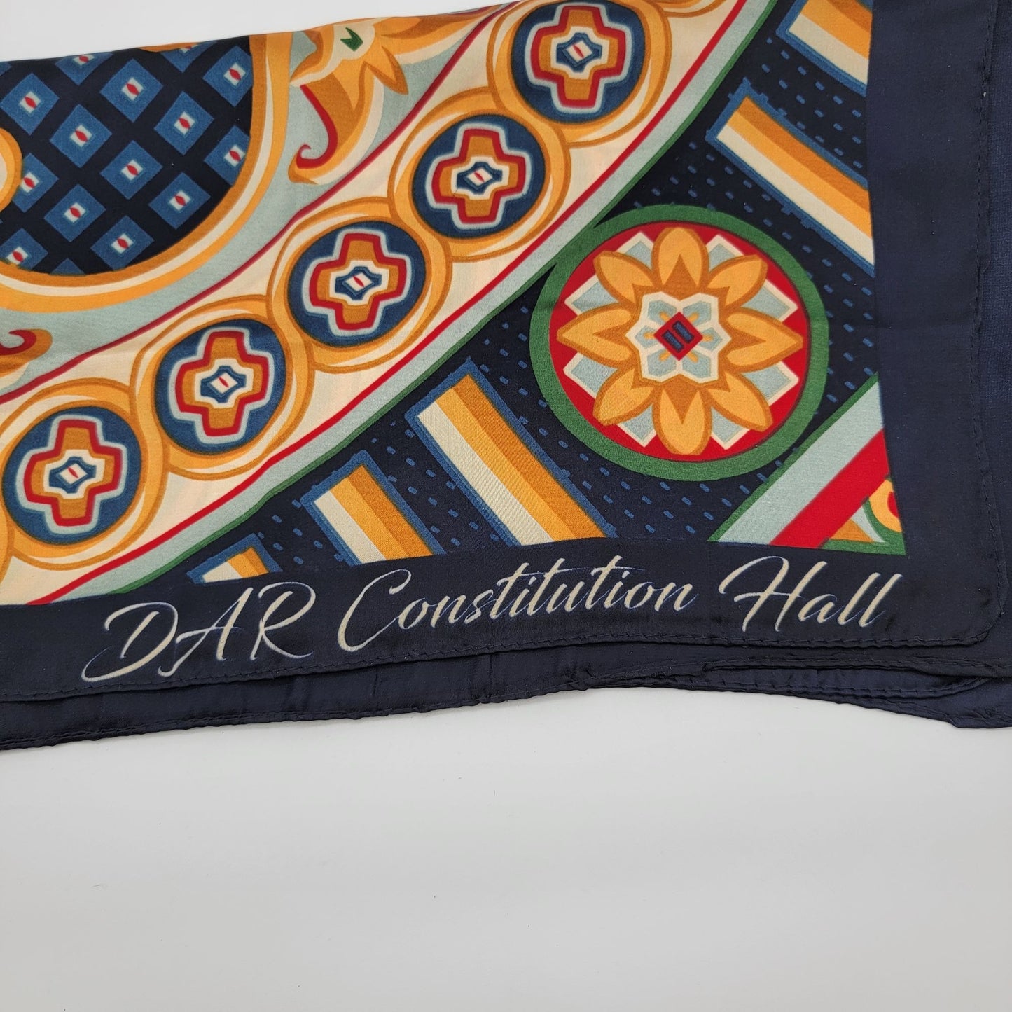 Vintage Ann Hand DAR Constitution Hall French Silk Scarf  Our National Landmark