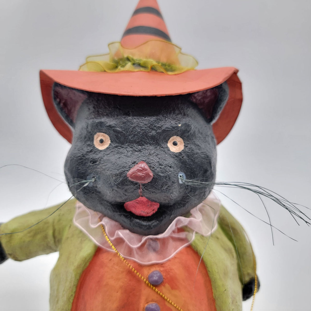 Candy Corn Lane Black Cat Paper Mache Halloween Decor