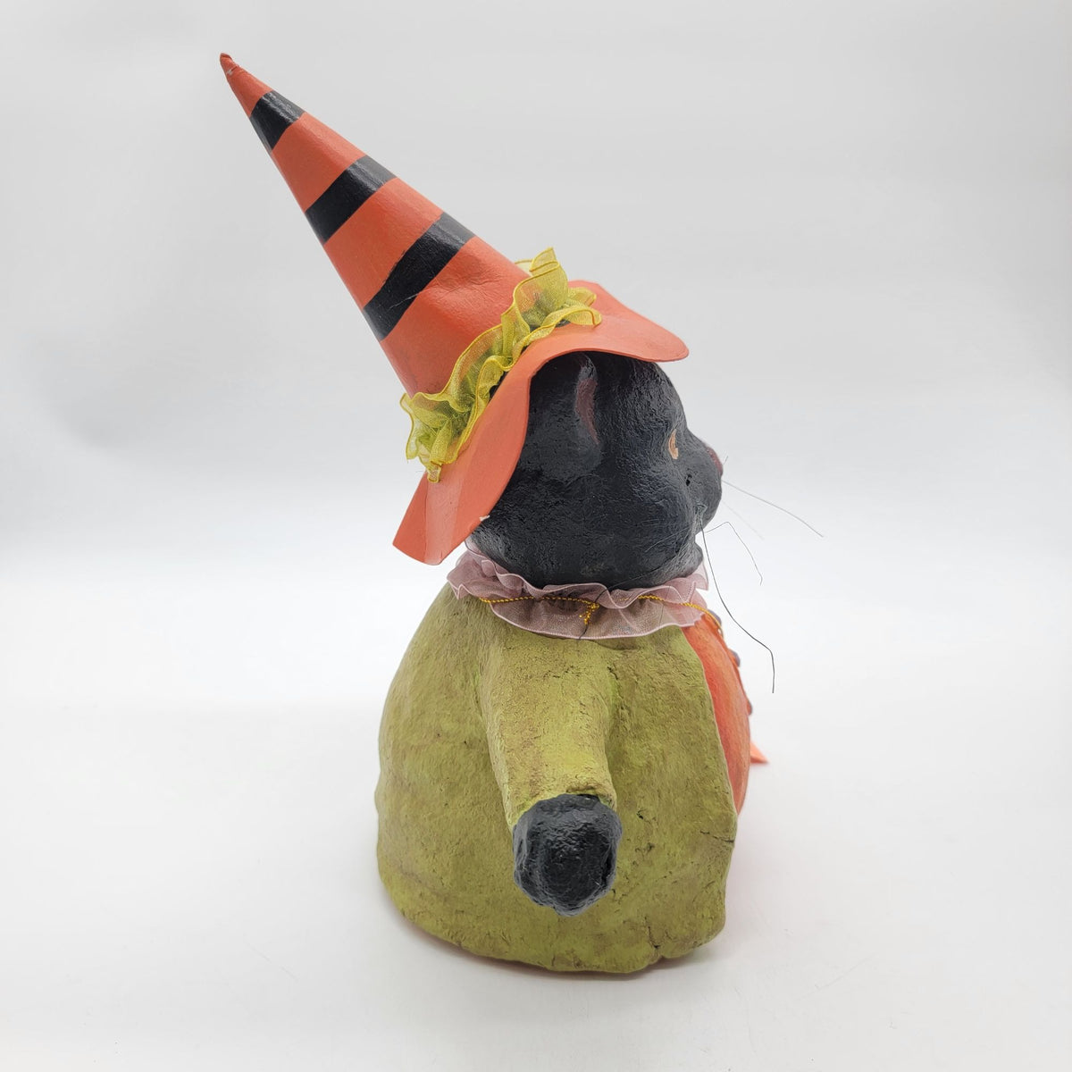 Candy Corn Lane Black Cat Paper Mache Halloween Decor