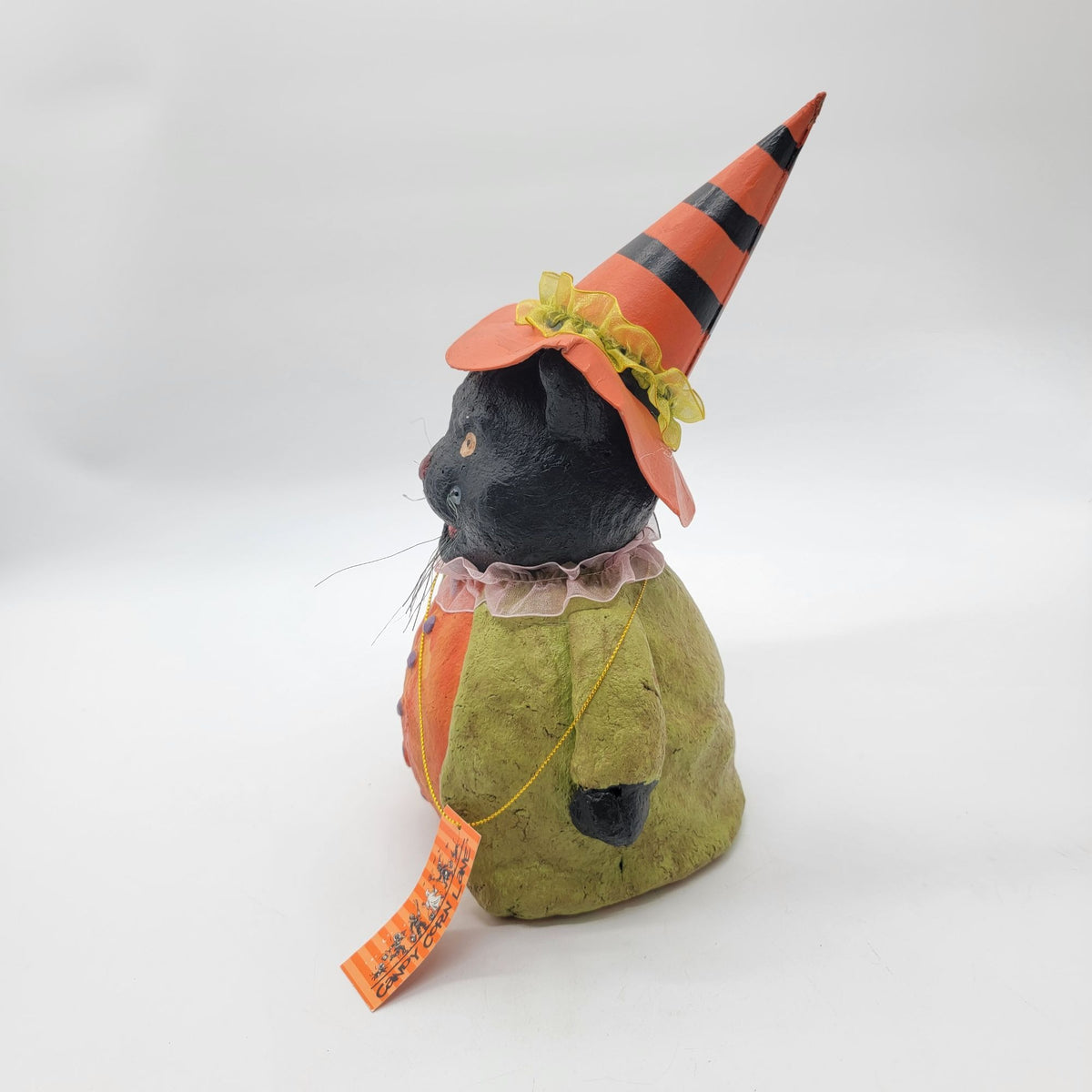 Candy Corn Lane Black Cat Paper Mache Halloween Decor
