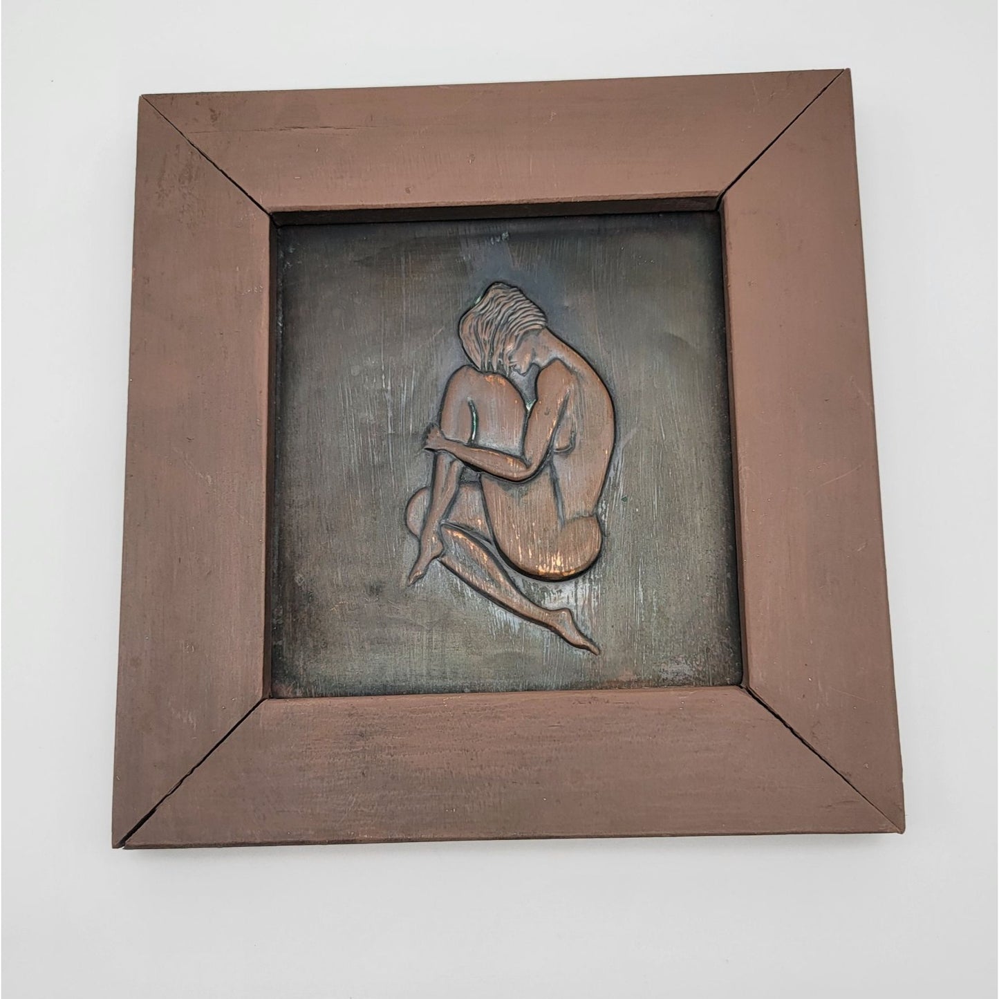 Vintage Framed Copper High Relief Still Life Nude Art