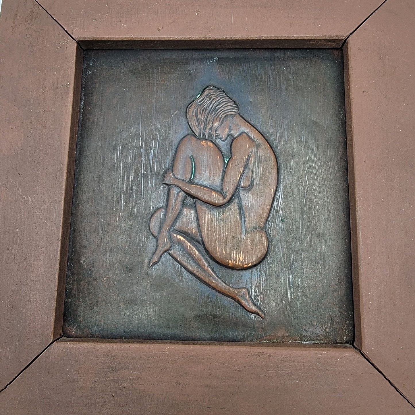 Vintage Framed Copper High Relief Still Life Nude Art