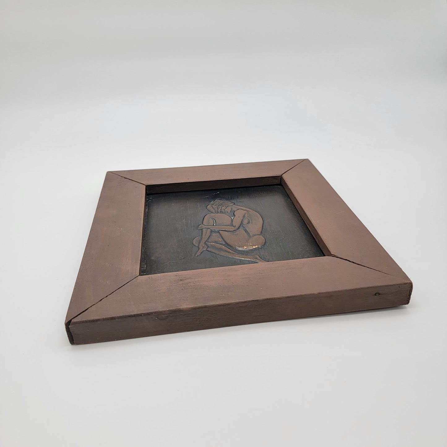 Vintage Framed Copper High Relief Still Life Nude Art