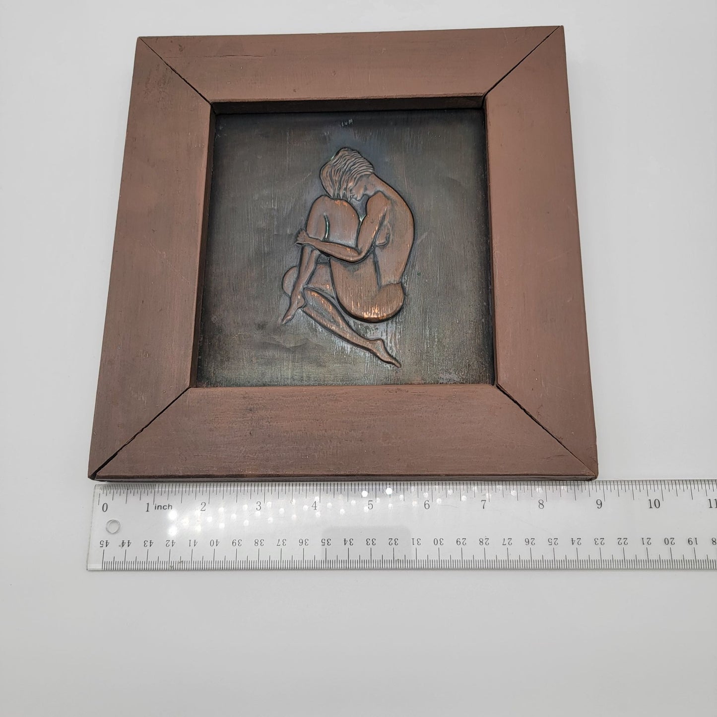 Vintage Framed Copper High Relief Still Life Nude Art