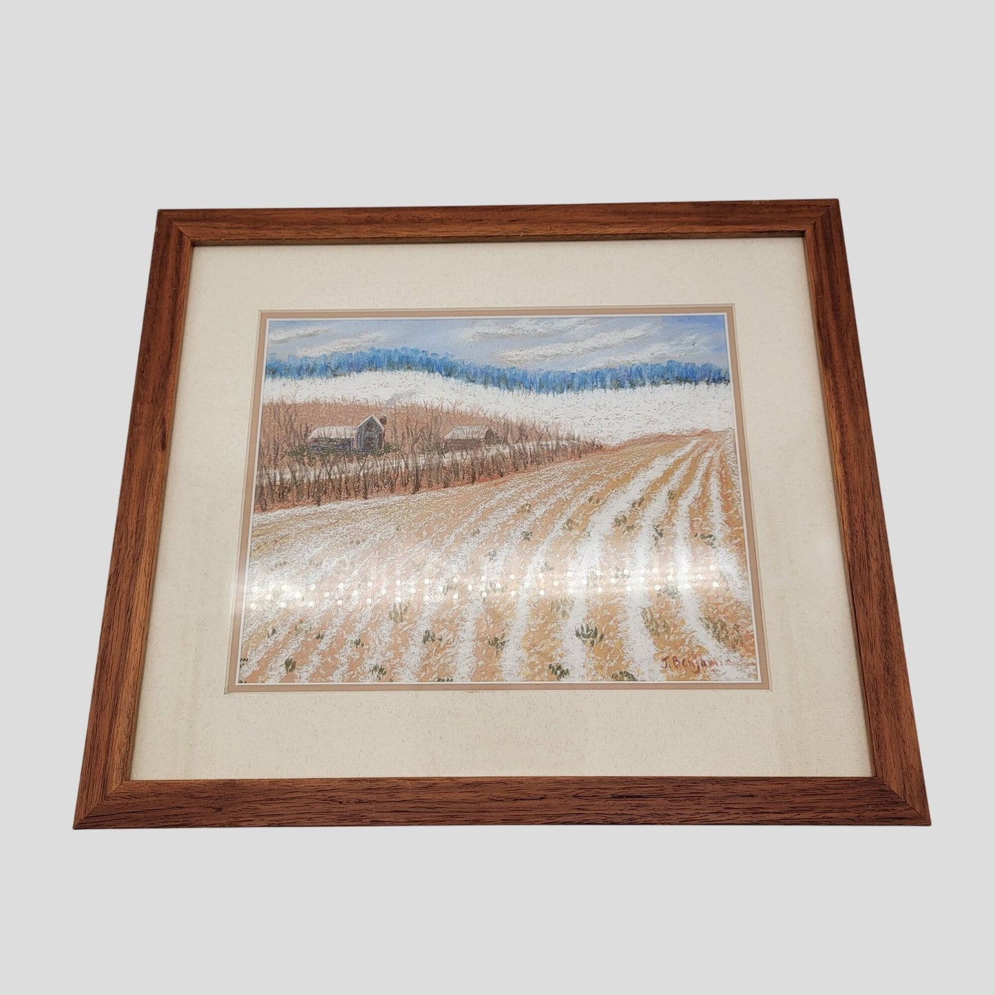 Original Farm Scene Watercolor Painting By J Benjamin