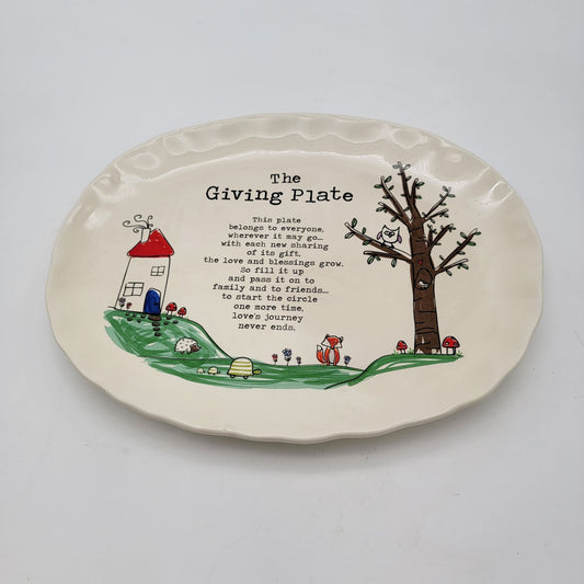 Ceramic Giving Plate With Whimsical Forest Scene & Poem