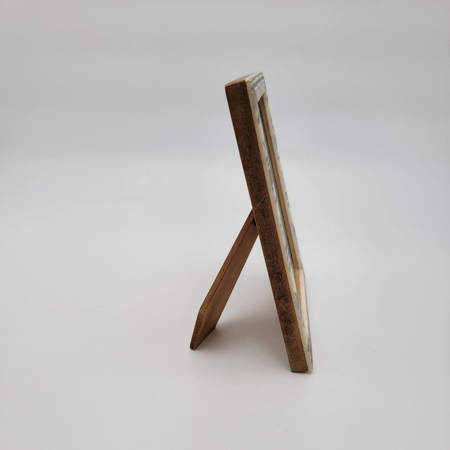 Inlaid Bone Picture Frame With Geometric Black & Red Patterns