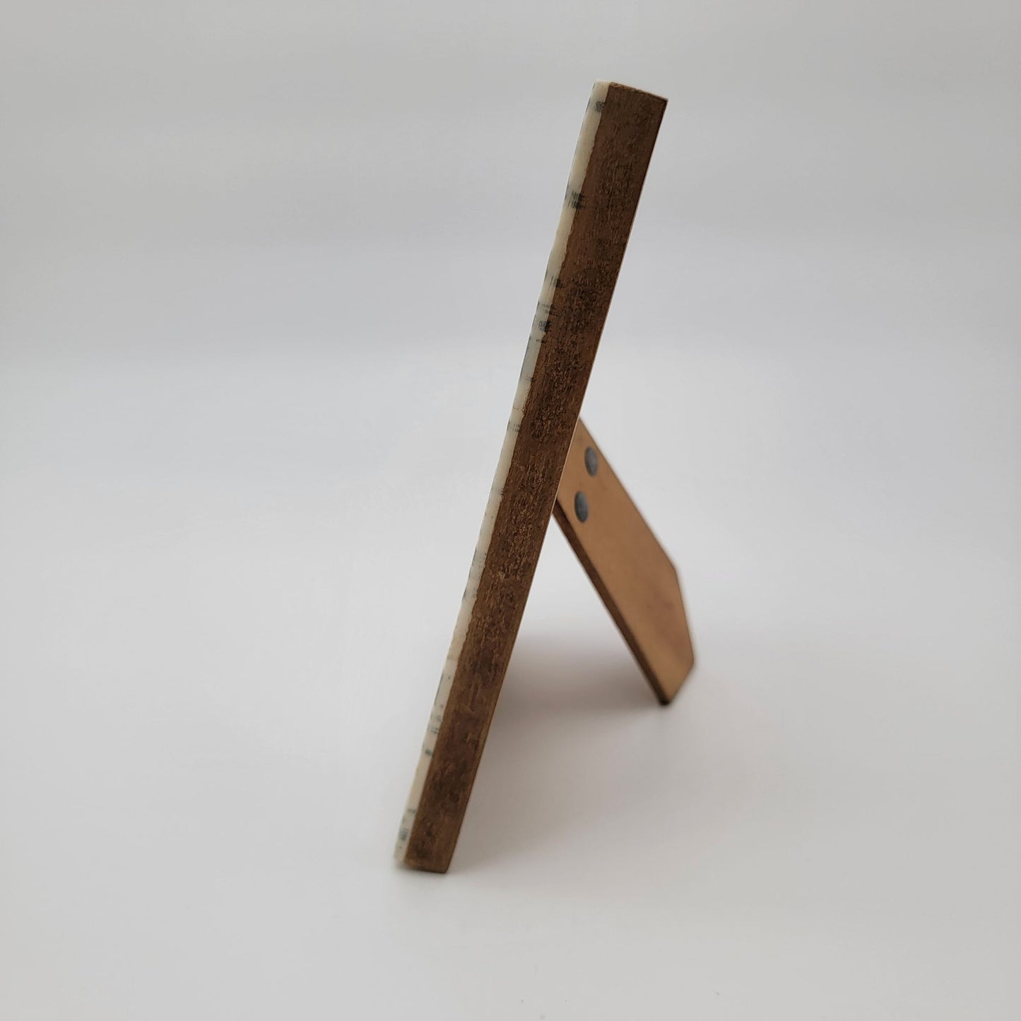 Inlaid Bone Picture Frame With Geometric Black & Red Patterns