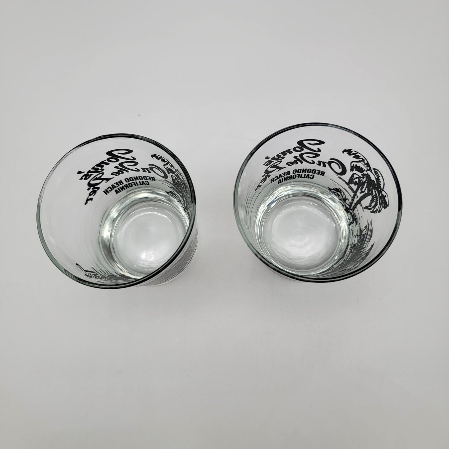 Pair of Vintage Tonys On The Pier Redondo Beach Cocktail Glasses