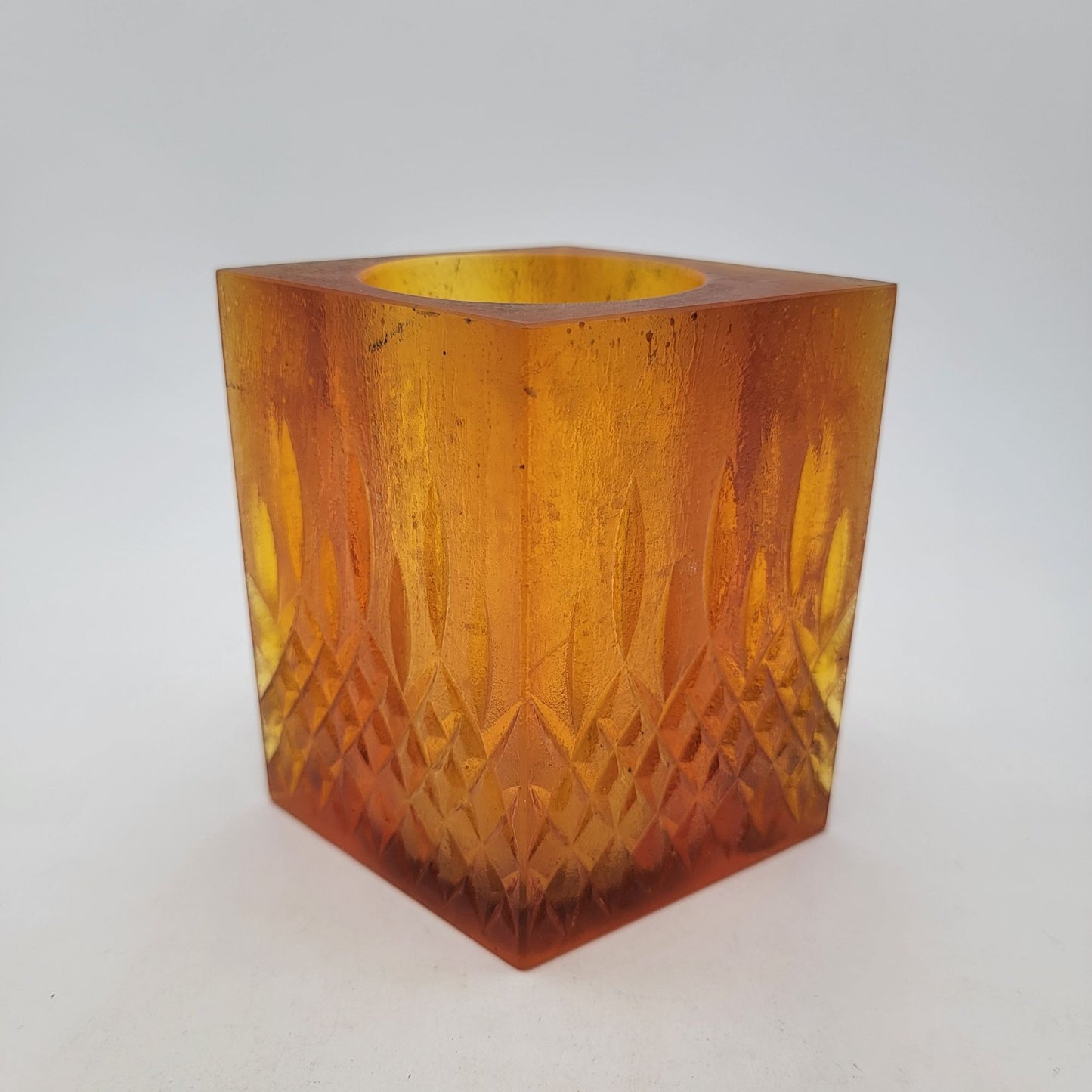 MCM Sascha Brastoff Amber Resin Candle Holder