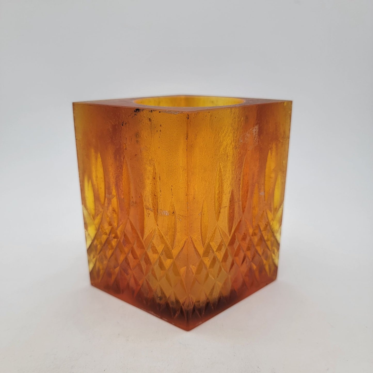 MCM Sascha Brastoff Amber Resin Candle Holder