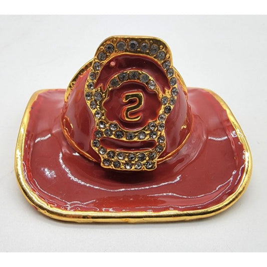 Objet D'Art American Heroes Fire Chief Hat Trinket Box Artform No. 157