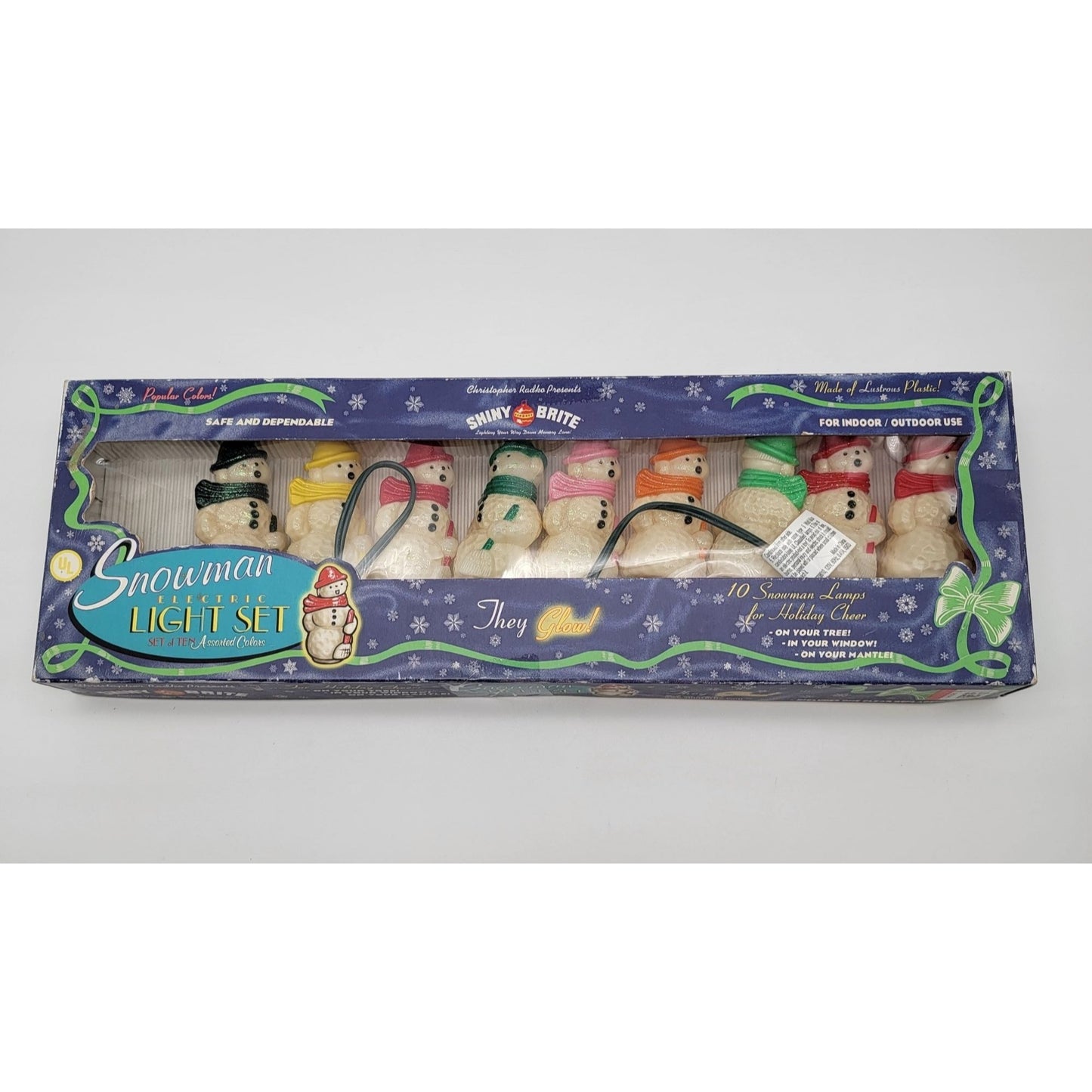 Vintage Christopher Radko Shiny Brite Snowman Electric Holiday Light Set