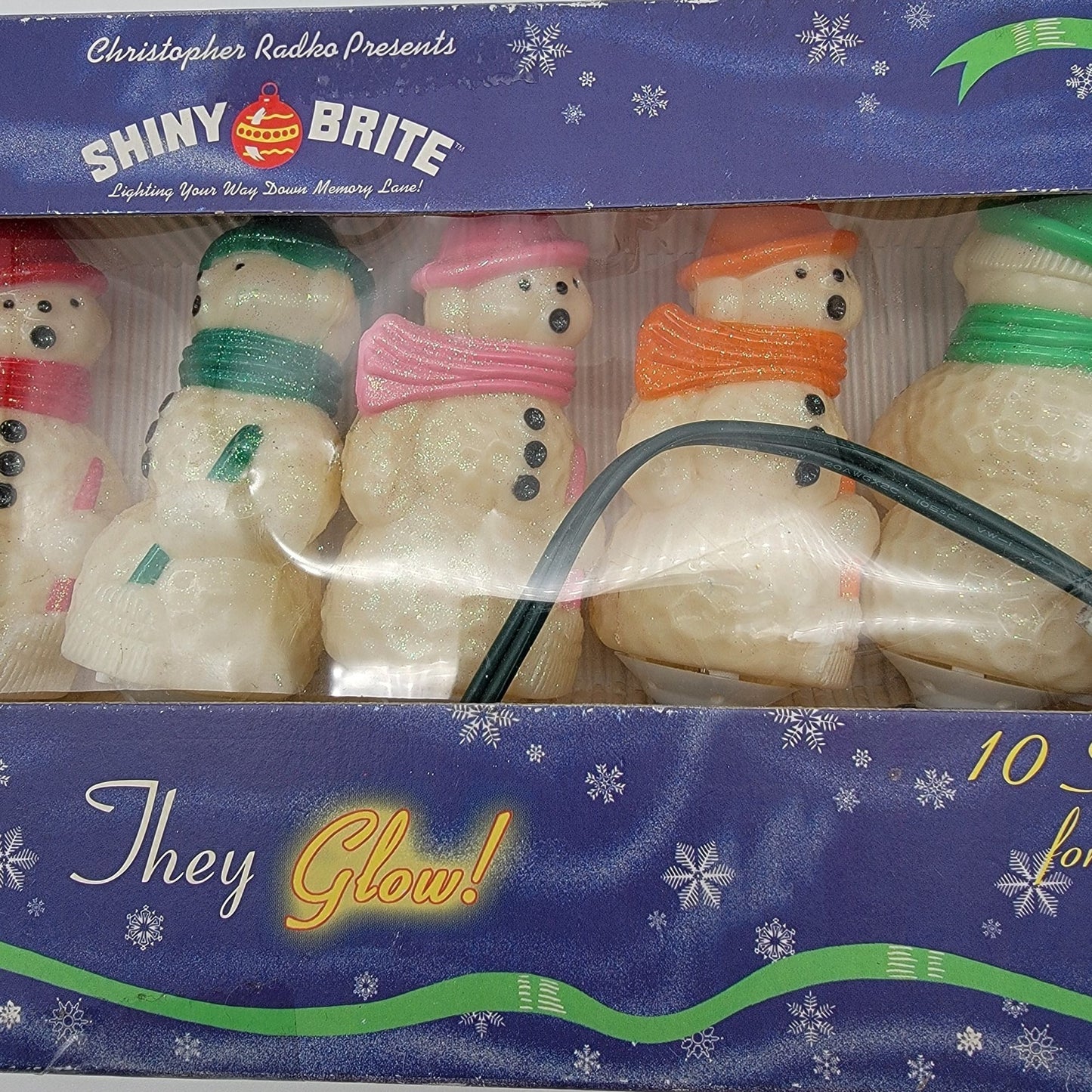 Vintage Christopher Radko Shiny Brite Snowman Electric Holiday Light Set
