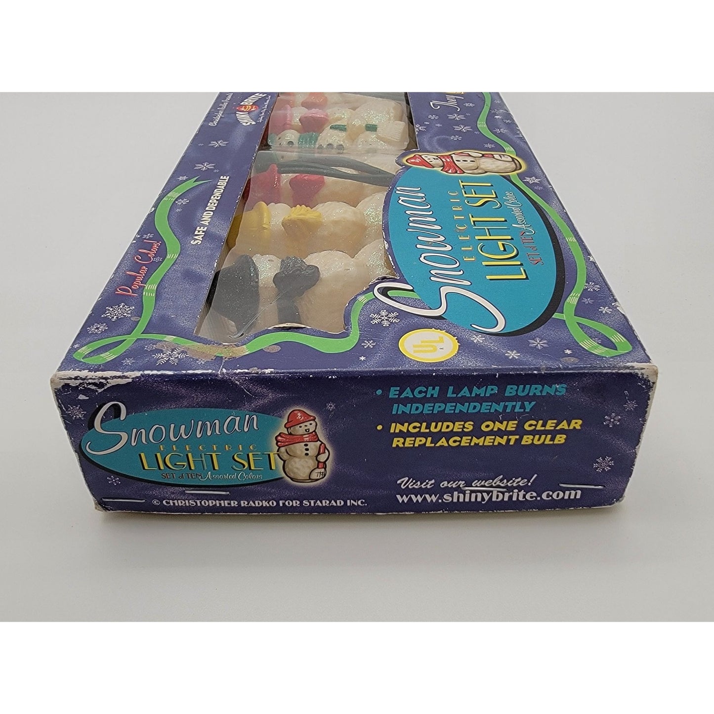 Vintage Christopher Radko Shiny Brite Snowman Electric Holiday Light Set
