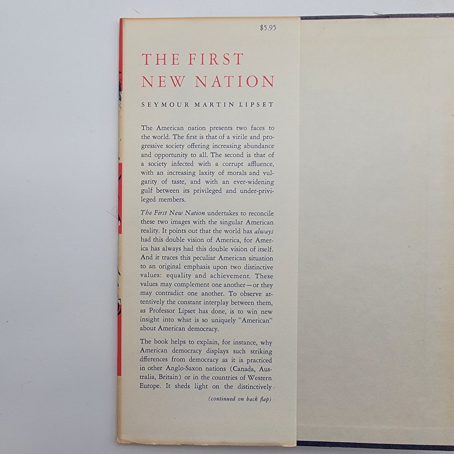 The First New Nation By Seymour Martin Lipset Hardcover Book