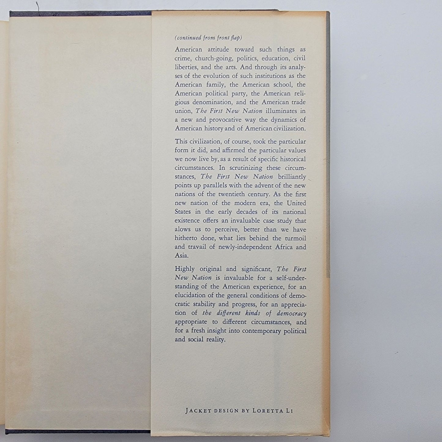 The First New Nation By Seymour Martin Lipset Hardcover Book