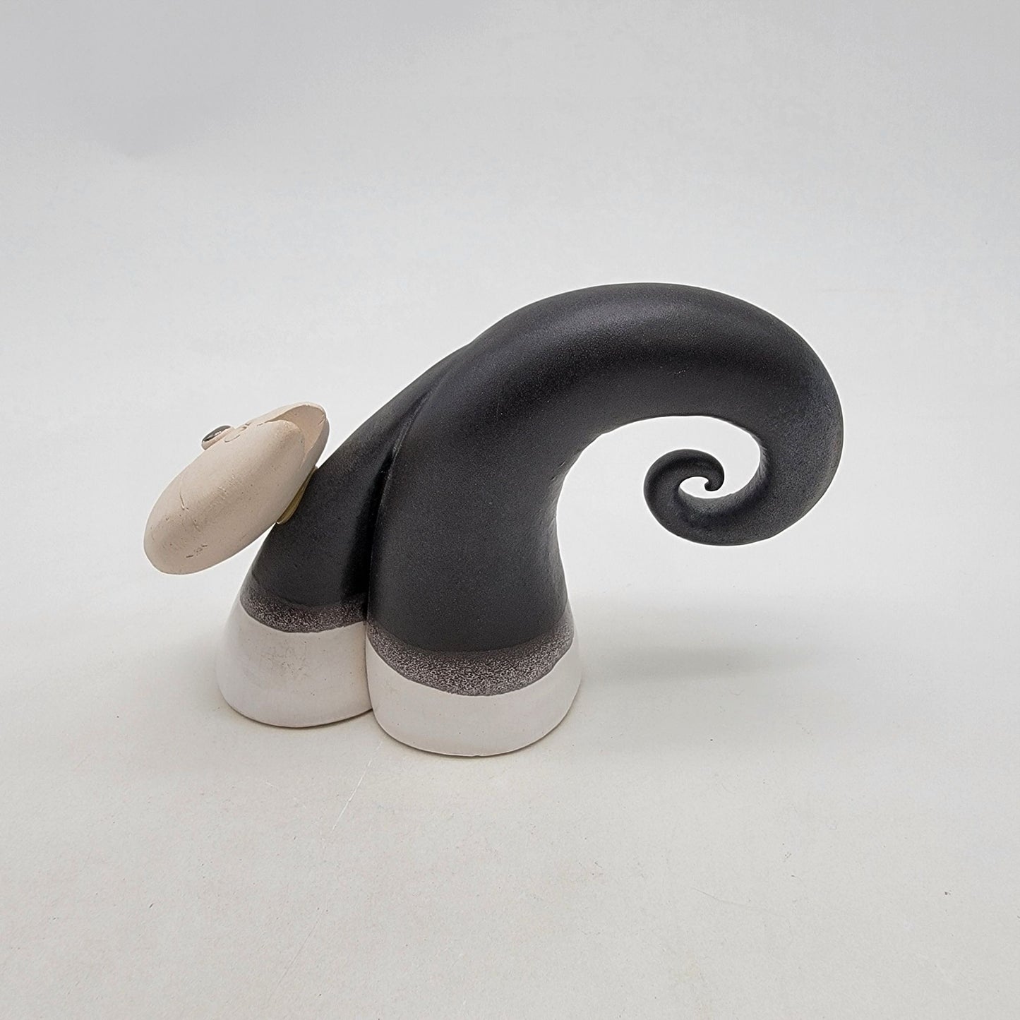 Quirky Curly Tail Cat Art Pottery Sculpture