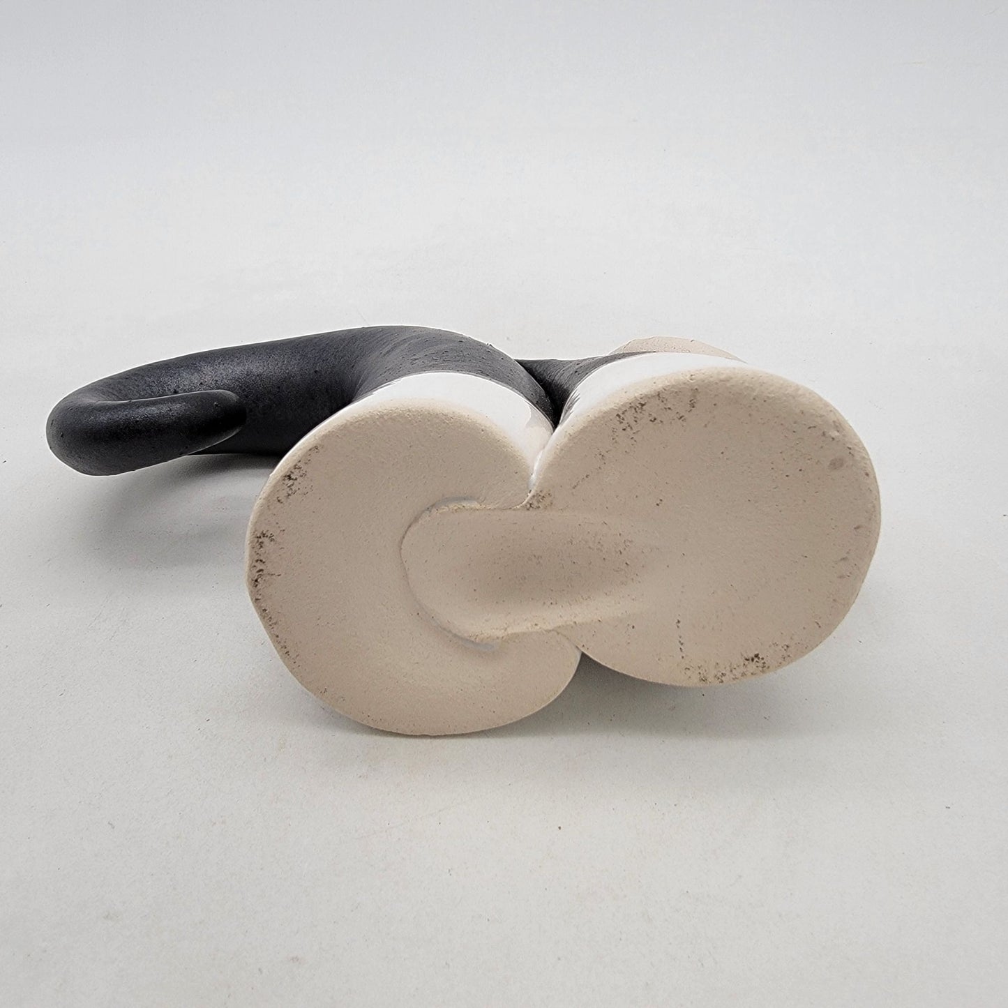 Quirky Curly Tail Cat Art Pottery Sculpture